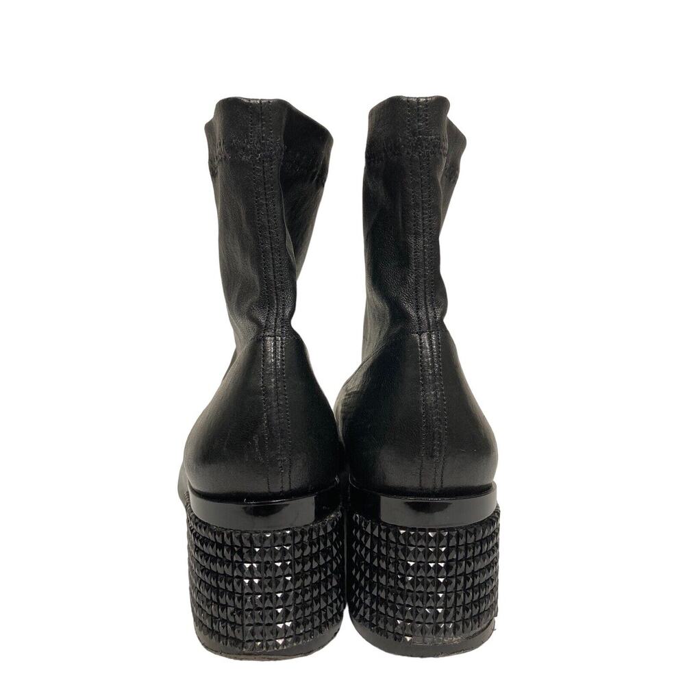 ROBERT CLERGERIE Black Leather Bead Studded Block Heel Ankle Booties Boots 37.5 - Picture 7 of 9